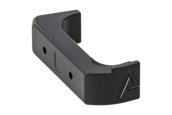 The Agency Arms Left hand Glock Gen 4 Extended Magazine release features a black anodized finish